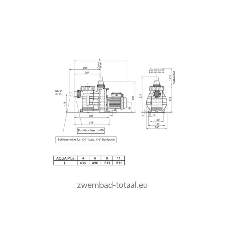 Aqua Plus Zwembadpomp 8 M³ 4 Aqua Plus Zwembadpomp 8 M³ - Afbeelding 2
